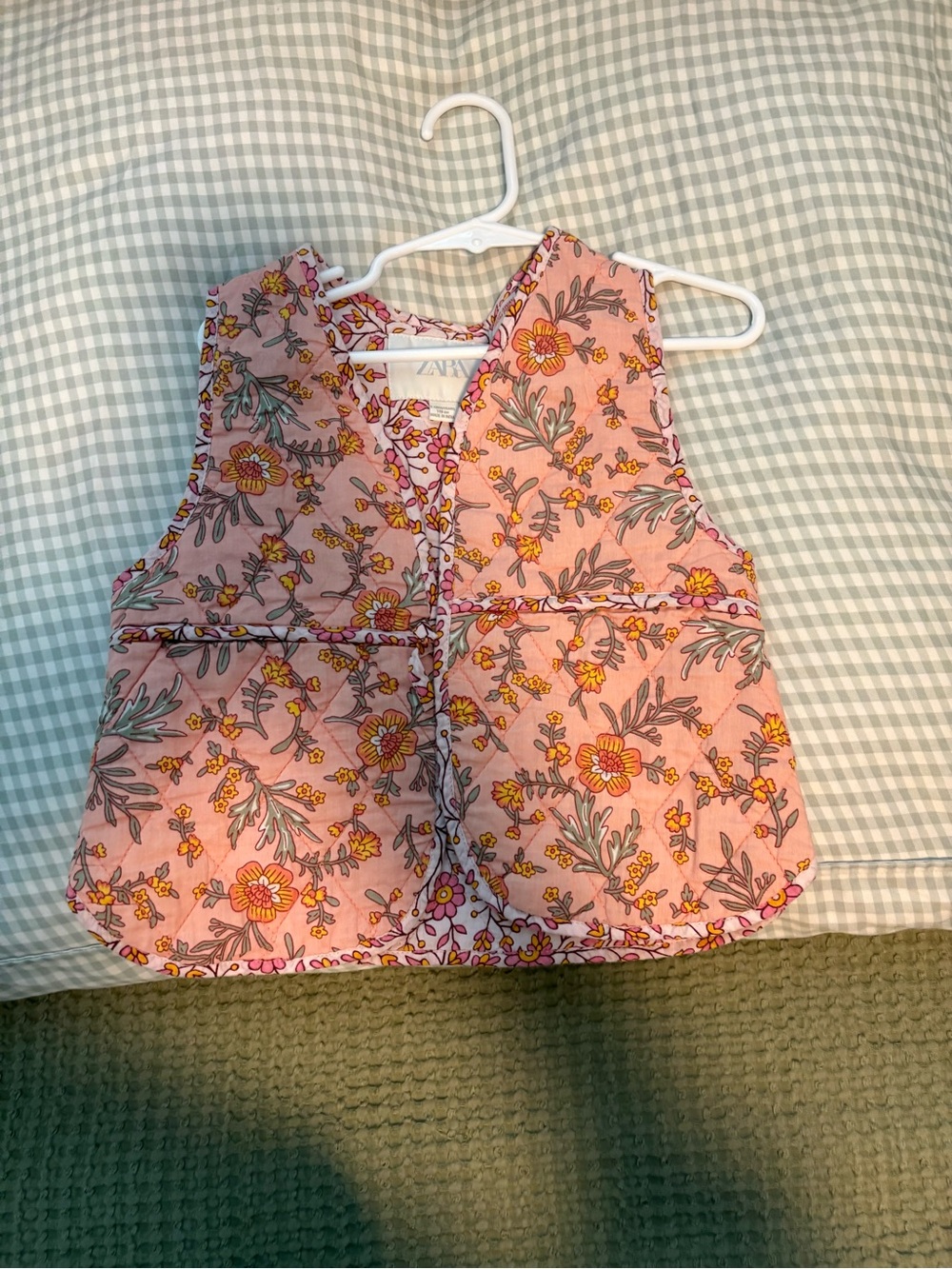 Zara Kids Pink Floral Vest with Yellow Accents